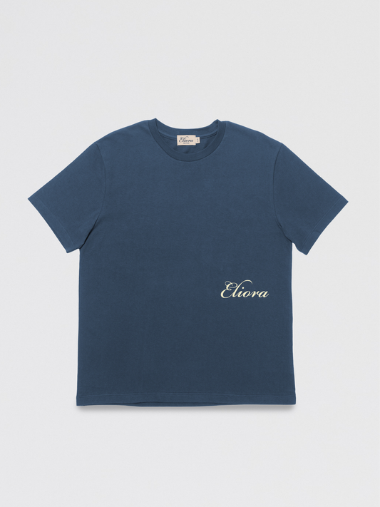 AGED BLUE SCRIPT RELAXED TEE